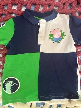 Peppa Pig Colorblock Polo - Navy, Green & White